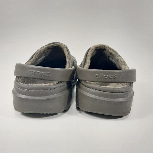 Crocs Mens 10 Womens 12 Clogs Brown Faux Fur Lined Casual Comfort Slip On Shoes - Picture 6 of 9